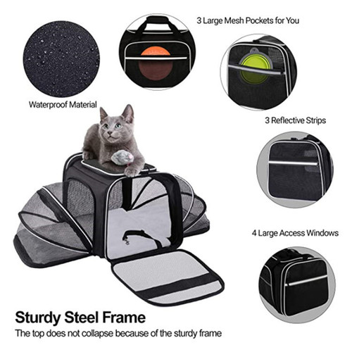 Expandable Foldable Soft-Sided Dog Carrier Bag