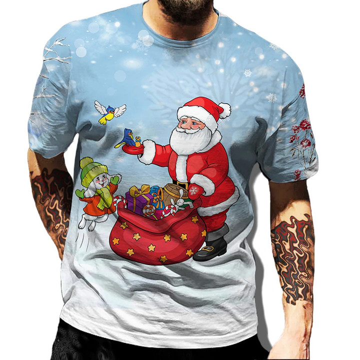 2022 New Christmas Men's T-shirts 3d Print Short Sleeve Brand T Shirt For Men Oversized Tee Shirt Man Funny Xmas Clothing Tops