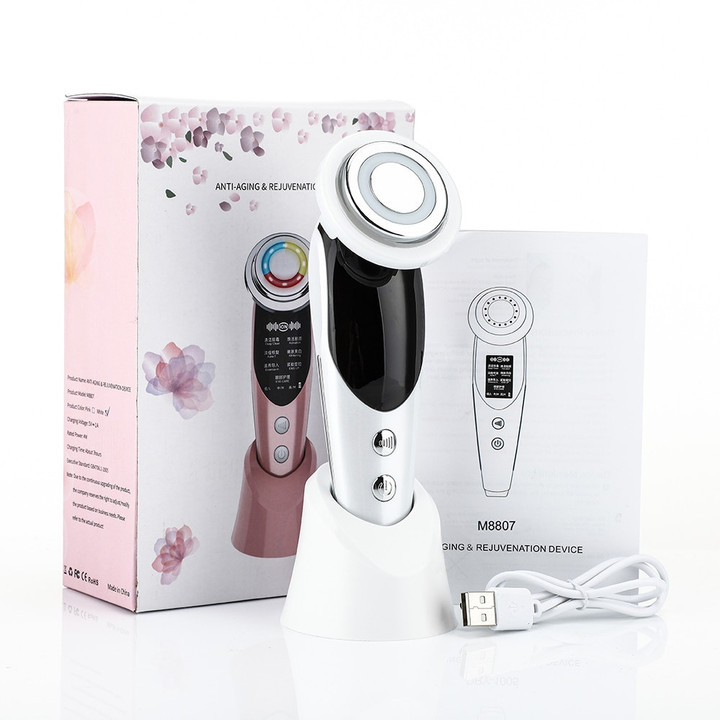 7 in 1 Face Lift Devices EMS RF Microcurrent Skin Rejuvenation Facial Massager Light Therapy Anti Aging Wrinkle Beauty Apparatus