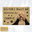 Personalized Door Mats Visitors Must Be Approved By Charlie Custom Doormat Poodle Gift Ideas For Home Decor