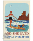 surfing-girl-dachshund-retro-metal-wall-art-8x12