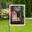 Nice With A Hint Of Naughty Afghan Hound Christmas Portrait House Flag