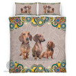Dachshund Abstract Floral Decorative Bedding Set