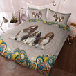 Basset Hound Abstract Floral Decorative Bedding Set