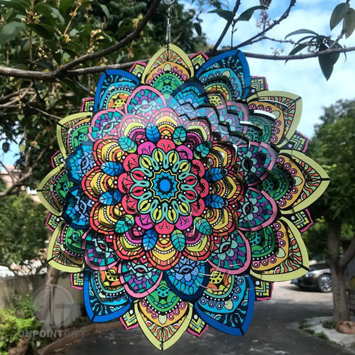 Colorful 3D Mandala Wind Chime: Unique Garden Decor & Kid's Creative Gift