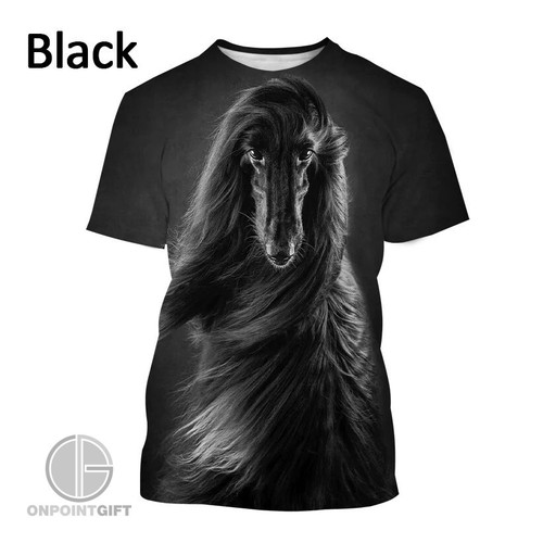 Cute Afghan Hound Dog Print T-Shirt - Fashionable Streetwear