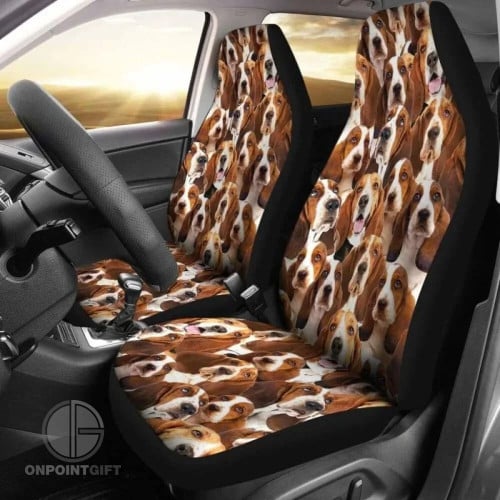 Basset Hound Car Seat Covers Universal Front Protection, Set of 2