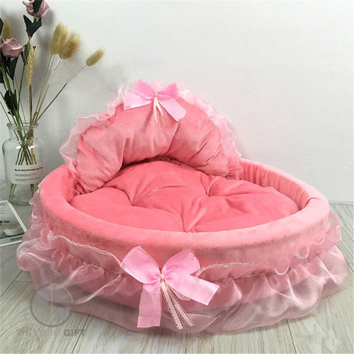 Luxurious Princess Dog Bed with Bow & Lace