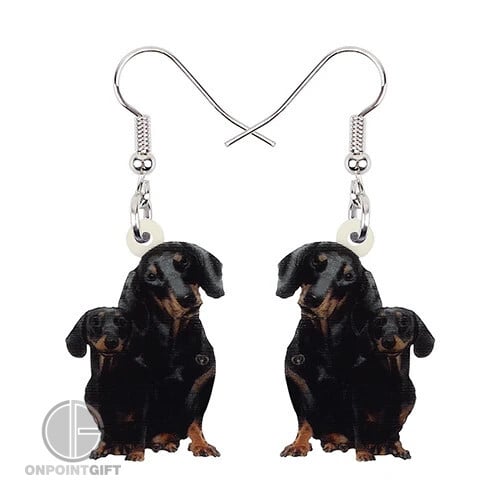 Sweet Dachshund Dogs Drop Earrings - Unique Mother's Day Gift