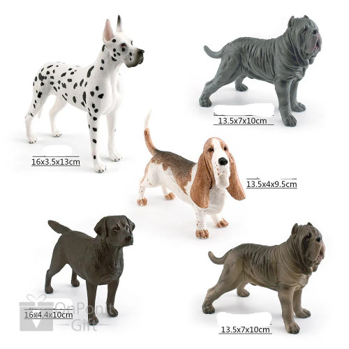 Realistic Dog Figurines – Basset, Labrador, Mastiff, Great Dane