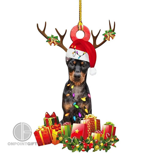 Christmas Tree Puppy Resin Acrylic Dog Ornament