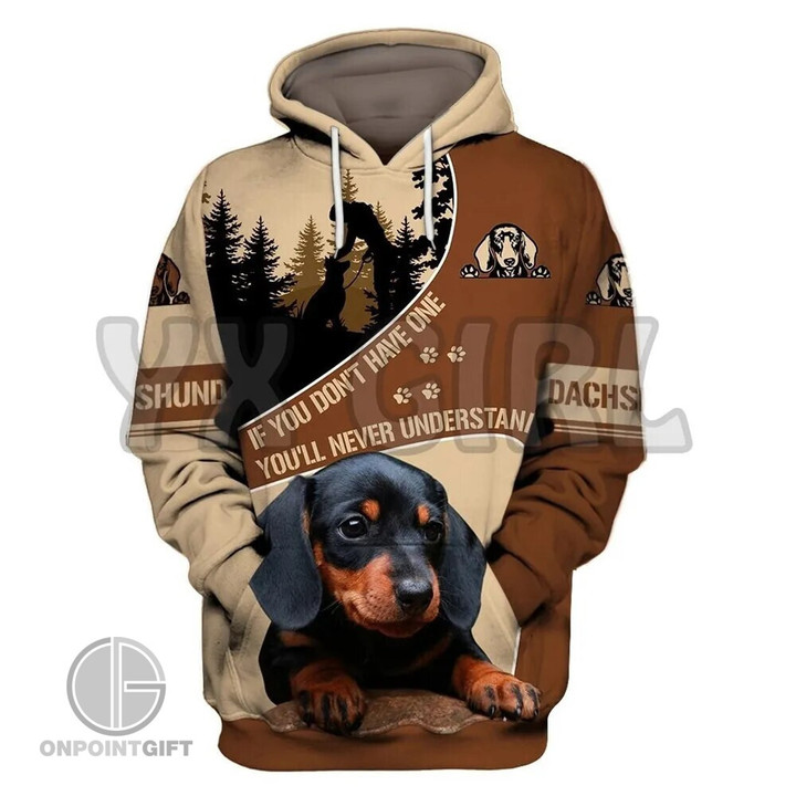 Elevate your style with our Dachshund 3D All Over Printed Hoodie. These hoodies offer a unique and eye-catching design that showcases the beloved Dachshund breed in stunning 3D detail. Stay cozy and make a statement with these comfortable, high-quality hoodies. Perfect for Dachshund enthusiasts and dog lovers, they're a must-have addition to your wardrobe. Explore our collection now and express your passion for these adorable dogs in style.
