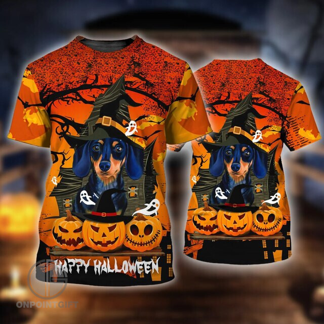Elevate your Halloween wardrobe with our "Happy Halloween Dachshund 3D Print T-Shirt." This unique and eye-catching tee is designed to deliver a streetwear style statement for men who appreciate bold and creative fashion.  Featuring a 3D print design of a cheerful Dachshund in Halloween spirit, this shirt brings an element of fun and festivity to your outfit. It's the ideal choice for those who want to stand out on the streets during the Halloween season.  Crafted with comfort in mind, the T-shirt offers an oversized fit and short sleeves, making it perfect for outdoor adventures and streetwear fashion. Embrace the holiday spirit in a unique and stylish way, and let your clothing reflect your love for both Dachshunds and Halloween. Make a statement with our "Happy Halloween Dachshund 3D Print T-Shirt" and enjoy a playful, fashionable twist on the season's festivities.