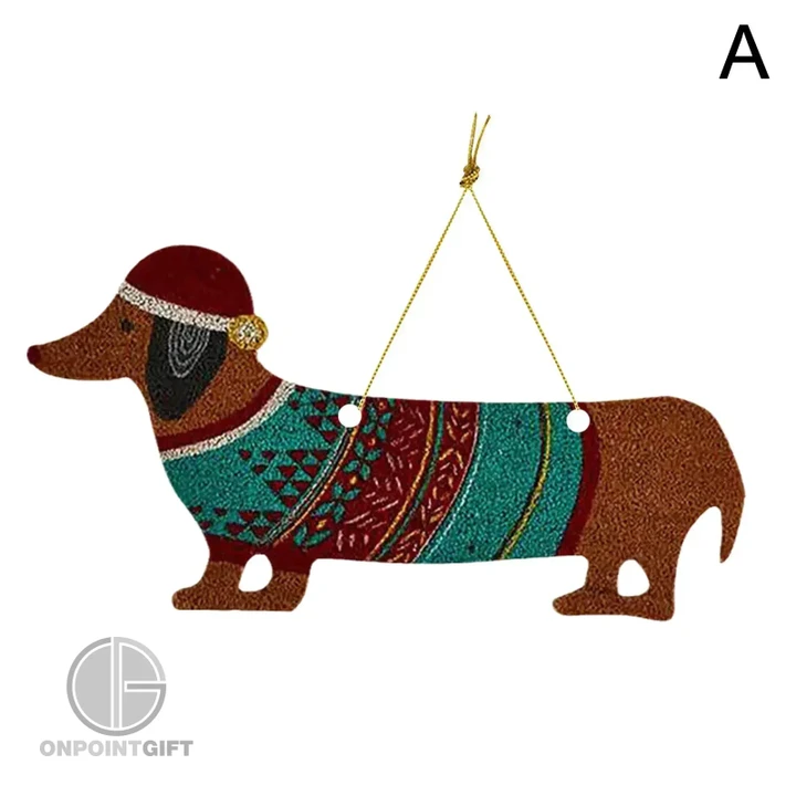 Elevate your holiday decor with our Christmas Dachshund Tree Ornaments. These charming ornaments feature adorable cartoon Dachshunds, adding a touch of whimsy and cuteness to your Christmas tree.  Crafted with attention to detail, these small pendant ornaments are perfect for spreading holiday cheer and celebrating your love for these lovable dogs. Whether you're a Dachshund enthusiast or simply looking to infuse a sense of fun into your Christmas decorations, these ornaments are an ideal choice.  Let your tree come to life with the playful presence of Christmas Dachshund ornaments, and make your holiday season even more special. Whether for your own home or as a gift, these ornaments are sure to bring joy and smiles to all who see them.