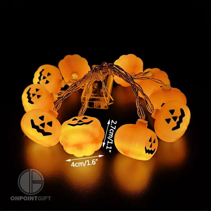 Elevate your Halloween party decor with our Halloween LED String Lights, showcasing charming pumpkin, bat, and ghost ornaments. These delightful hanging decorations add a touch of spookiness and festivity to your home, setting the perfect mood for a happy Halloween celebration. Light up your space and create a horror-themed ambiance that will impress your guests and make your decorations stand out.