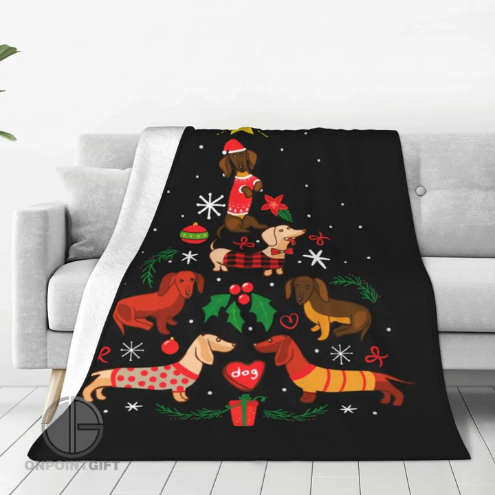 Get into the festive spirit with our Dachshund Christmas Tree Velvet Blanket, the perfect all-season companion for your furry friend. This breathable and warm throw is ideal for home use and travel, ensuring your dog stays cozy and comfortable. Embrace the holiday season with style and comfort.