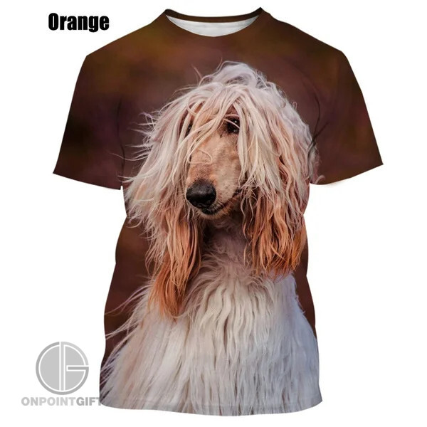Afghan Hound 3D Print Neon Dog Short Sleeve Tops: Cute Men's & Women's T-Shirt