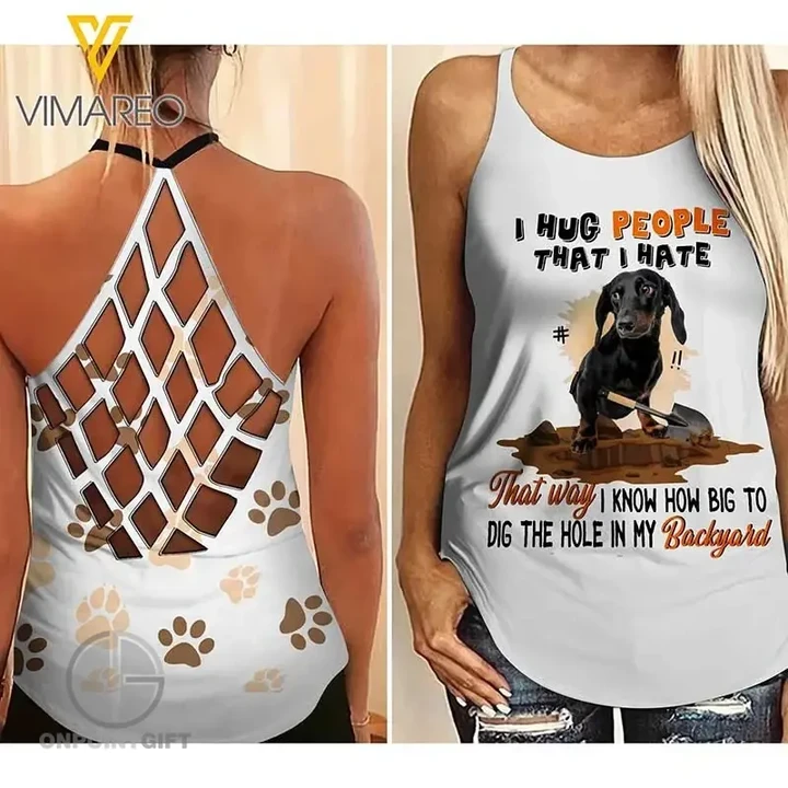 dachshund-delight-3d-dog-print-crisscross-tank-top-legging-set-trendy-summer-yoga-vest-for-women