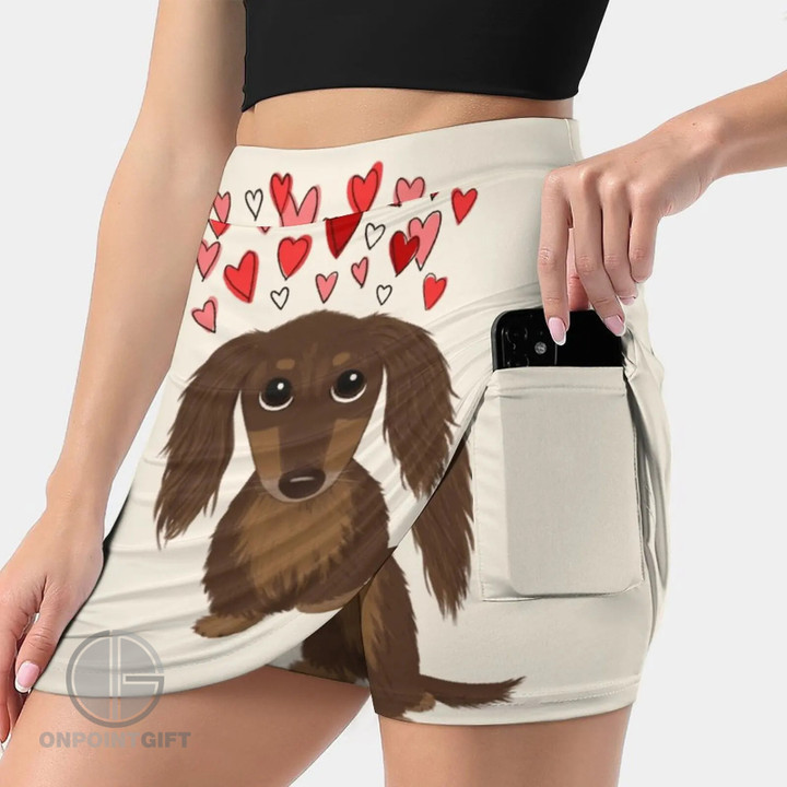 valentines-day-longhaired-chocolate-dachshund-cartoon-womens-mini-skirt-with-pocket