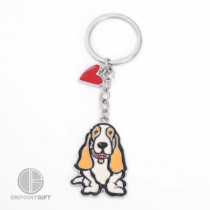 basset-hound-dog-keychain-heart-tag-jewelry-for-pet-lovers