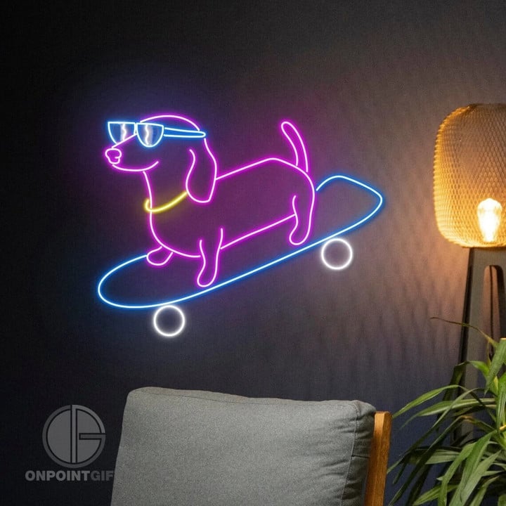 dachshund-skateboard-neon-sign-dog-on-wheels