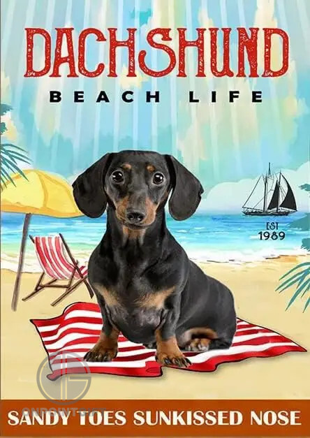 dachshund-beach-life-metal-sign-retro-home-decor