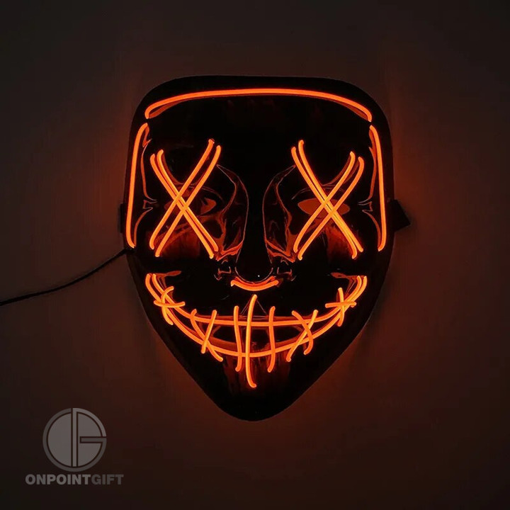 Elevate your Halloween masquerade party with our Halloween Neon LED Purge Mask. This glowing horror mask adds an eerie and captivating element to your costume, lighting up the night with its hauntingly beautiful neon glow. Be the center of attention and intrigue with this unique mask that's perfect for making a bold statement at any Halloween event.