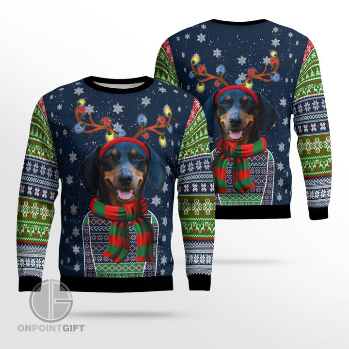 Dachshund Christmas AOP Ugly Sweater
