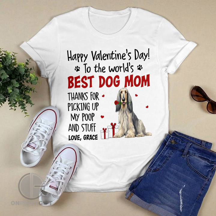 Afghan Hound Dog Lovers Happy Valentines Day Thank For Picking Up My Poop Shirts