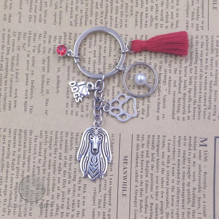 afghan-hound-sun-pendant-keychain-bohemian-pet-tassel-jewelry-gift-for-women-and-men