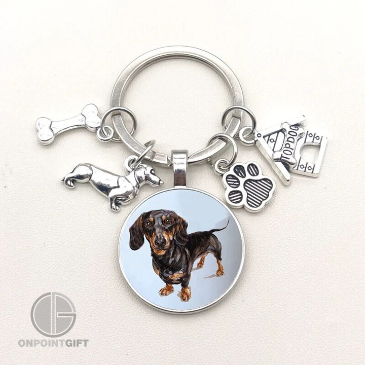 i-love-dachshunds-keychain-cute-cartoon-dog-glass-convex-keyring-perfect-gift-for-woman-or-man