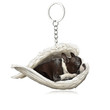 Boston Terrier Sleeping Angel Keychain