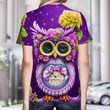 Cute Owl with Flowers and Glitter