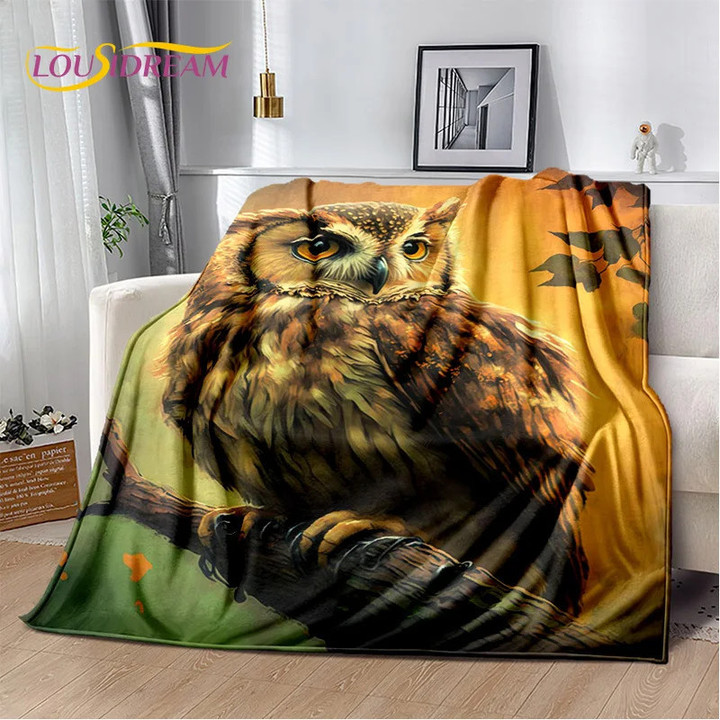 HD Cute Colourful Owl Cartoon Blanket,Soft Throw Blanket for Home Bedroom Bed Sofa Picnic Travel Office Rest Cover Blanket Kids