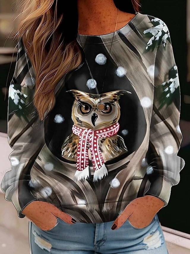 Owl Hoodie Women Fashion Hoodies Girl Coats Animal Sweatshirt
