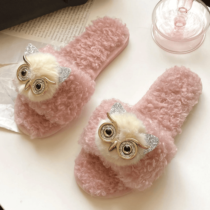 New Fashion Autumn Winter Cotton Slippers Owl Decal Home Indoor