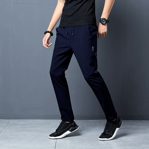 Casual Pants Men's Summer Breathable Ice Silk Trousers New Loose Korean Version All-match Quick-drying Straight Pants Tide