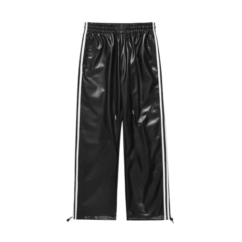 2023 New Elastic Waist Straight Trousers Men's Spring Autumn Loose Casual Mopping Wide-leg Pants Y2k Streetwear Leather Pants