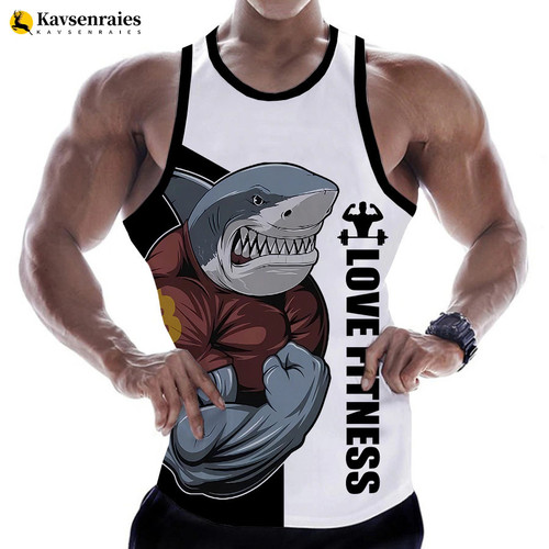 Crocodile Love Fitness 3D Tank Tops GYM T-shirt Animal Letter Print Vest Men Summer Bodybuilding Streetwear Sleeveless Tops Tees