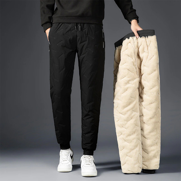 Winter Lambswool Warm Thicken Sweatpants Men Fashion Joggers Water Proof Casual Pants Men Plus Fleece OverSize Trousers