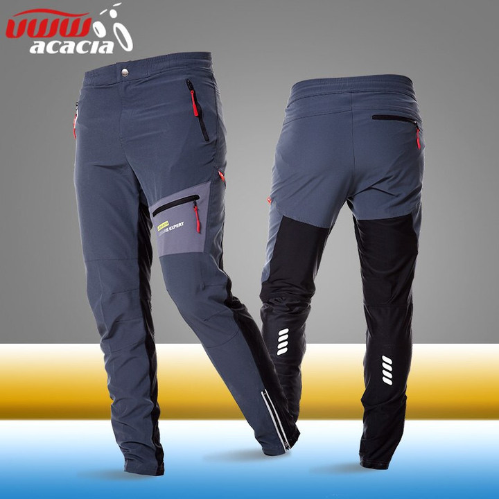 ACACIA Men Breathable Soft Bicycle Pants Safety Reflective High Elasticity Waist Pants Spring Autumn Cycling Pants Sports Pants