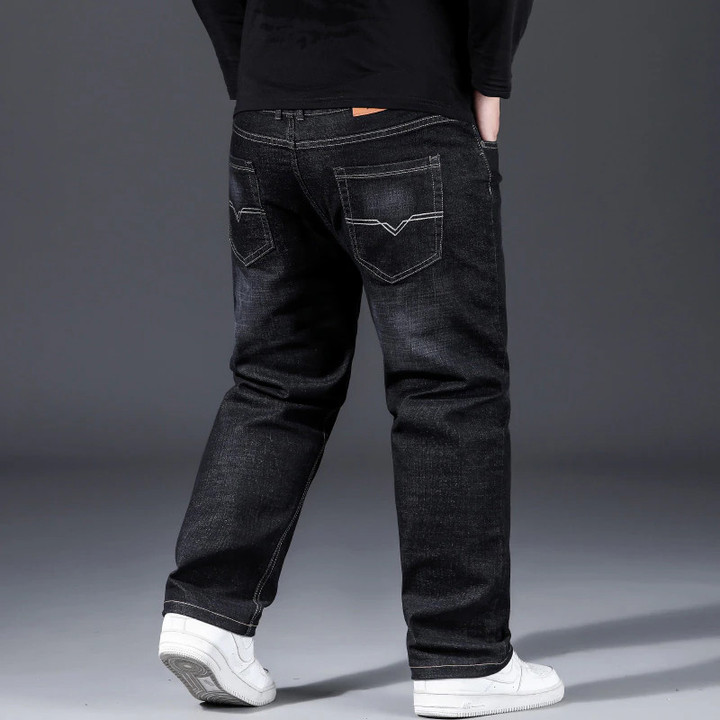 Fashion 10XL Oversize Jeans Men Fat Loose Trousers Casual Cargo Pants Jeans Men Black Baggy Jeans Comfortable Work Daily Jeans