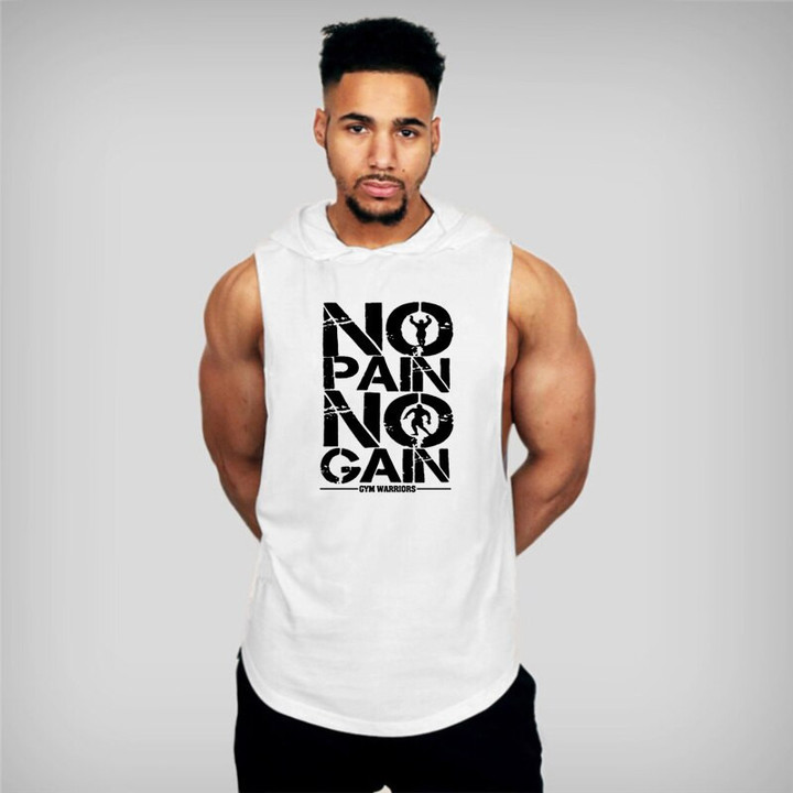 Brand Gyms Clothing Mens Bodybuilding Hooded Tank Top Cotton Sleeveless Vest Sweatshirt Fitness Workout Sportswear Tops Male