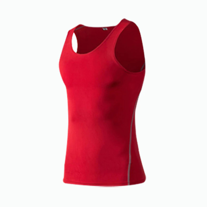 Men Sport Fitness Tees Vest Solid Color Summer Gym Tank Tops Vest Tunic T-Shirt Workout Compression Base Stretch Sports