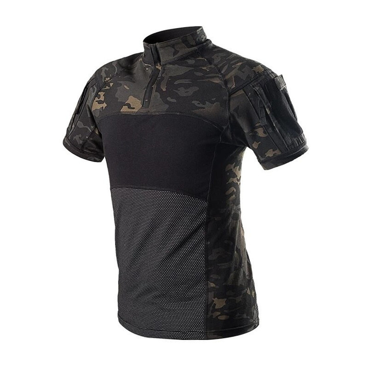 Military Tactical Shirt Short Sleeve Camouflage Army T Shirt Men's Quick Dry Multicam Black Camo Outdoor Hiking Hunting Shirts