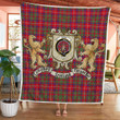 Shaw Of Tordarroch Clan Badge Tartan Lion Crest Premium Quilt