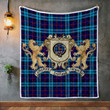 Maccorquodale Clan Badge Tartan Lion Crest Premium Quilt
