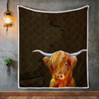 Gray Tartan Highland Cow Quilt