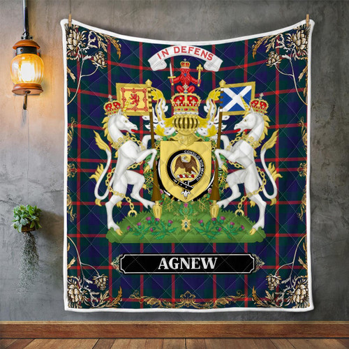 Agnew Scotland Clan Crest Tartan Premium Quilt