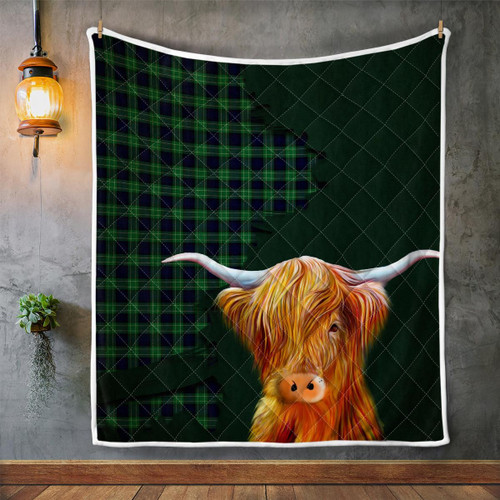 Abercrombie Tartan Highland Cow Quilt
